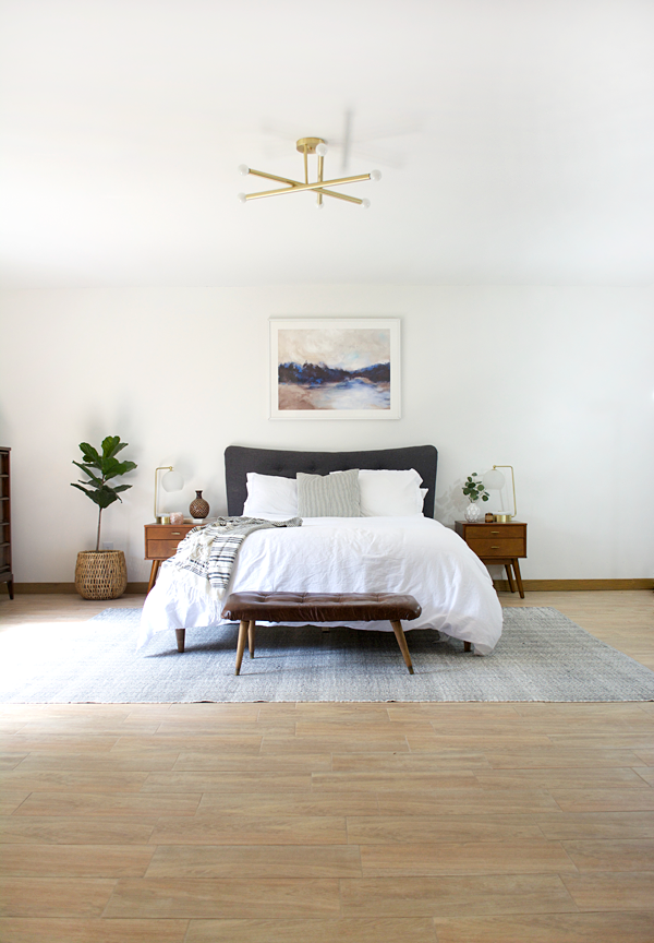 Wood Look Tile in a Modern Boho Bedroom