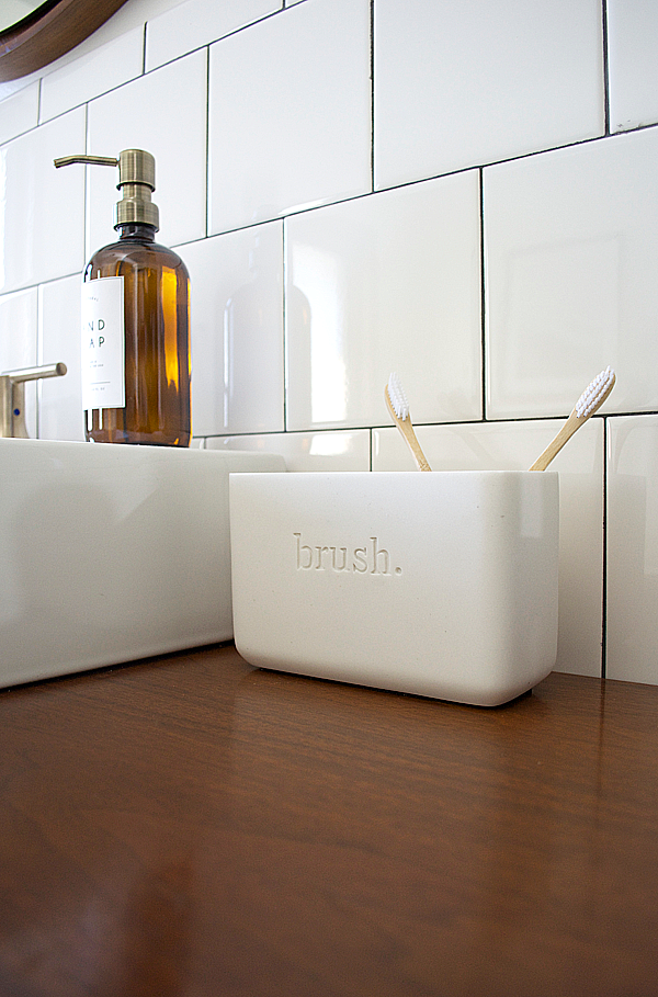 modern and white toothbrush holder