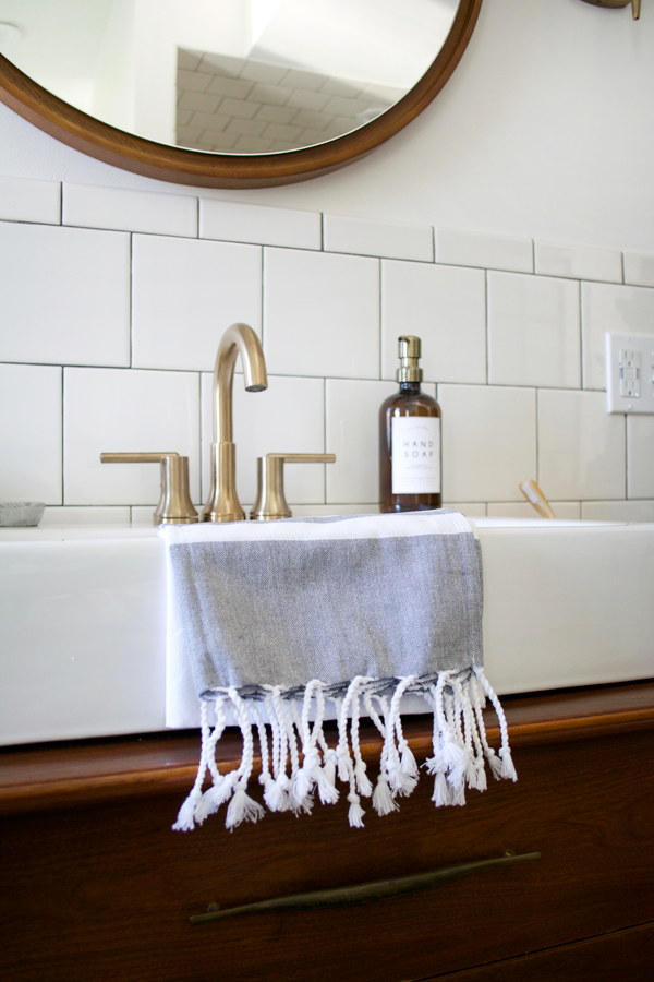 turkish towels in a modern vintage bathroom