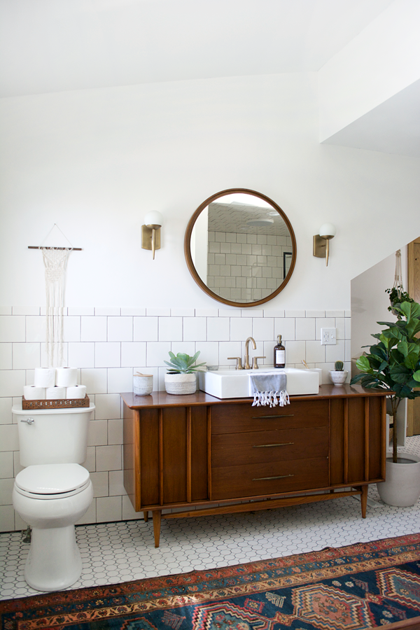 vintage dresser turned bathroom vanity