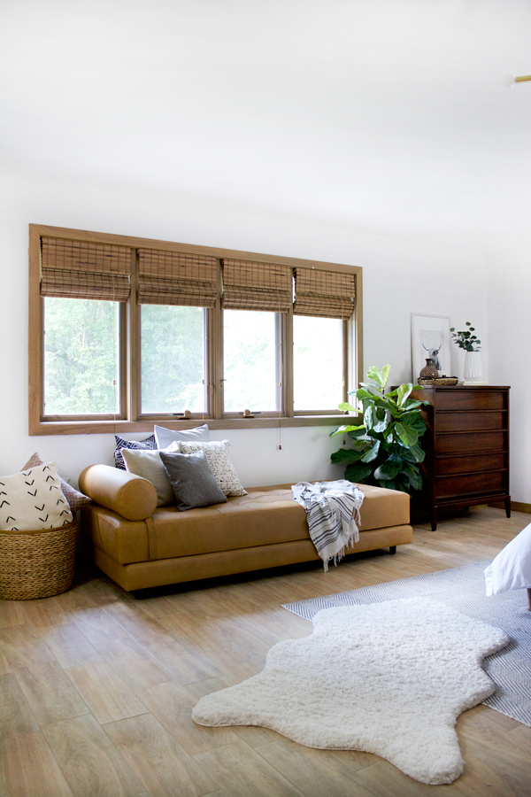 a camel leather daybed