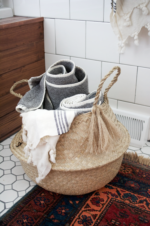 Belly Basket with DIY Burlap Tassels