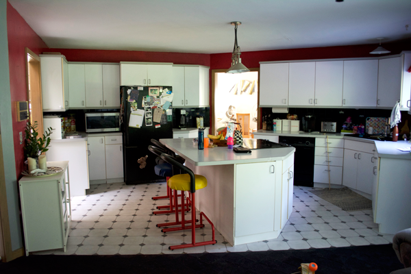 A dated kitchen before a renovation takes place