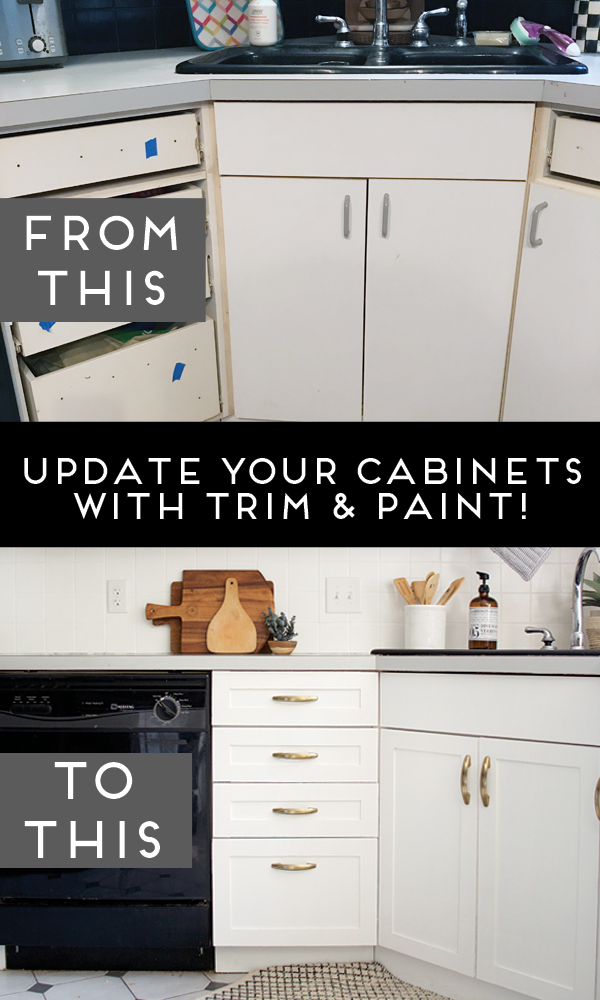 add trim and paint your kitchen cabinets for shaker style look
