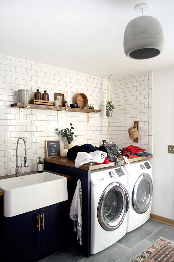 a messy laundry room