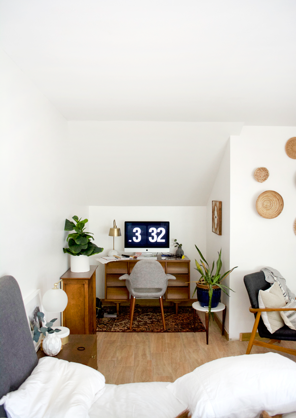 office nook with vintage rug