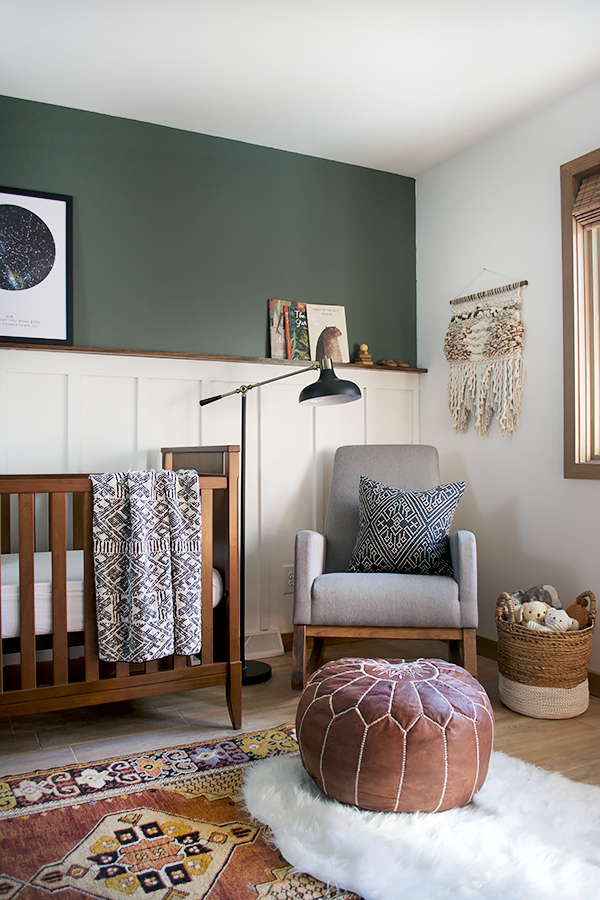 dark green wall in a nursery