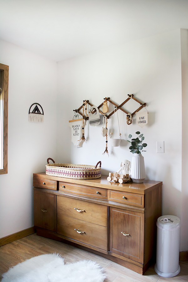 vintage dresser changing table in a nursery