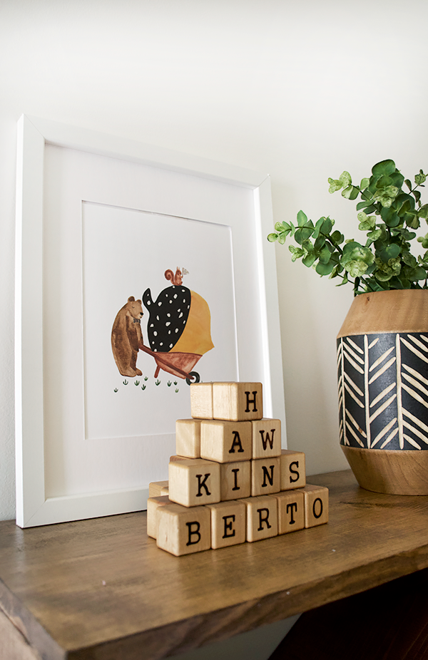 wooden blocks in a boy nursery