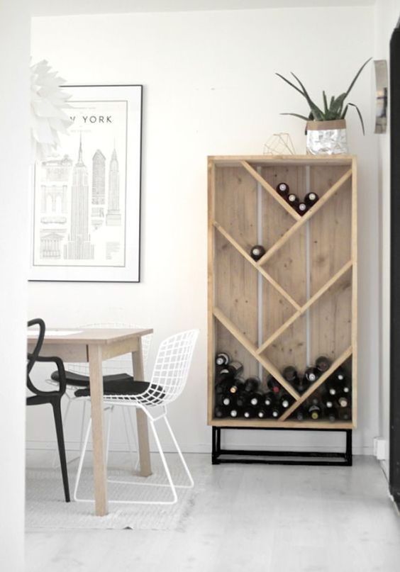 angled wood wine rack