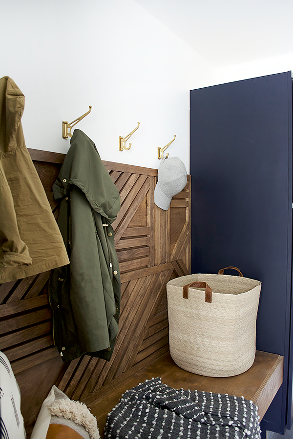 basket for shoe storage in mud room