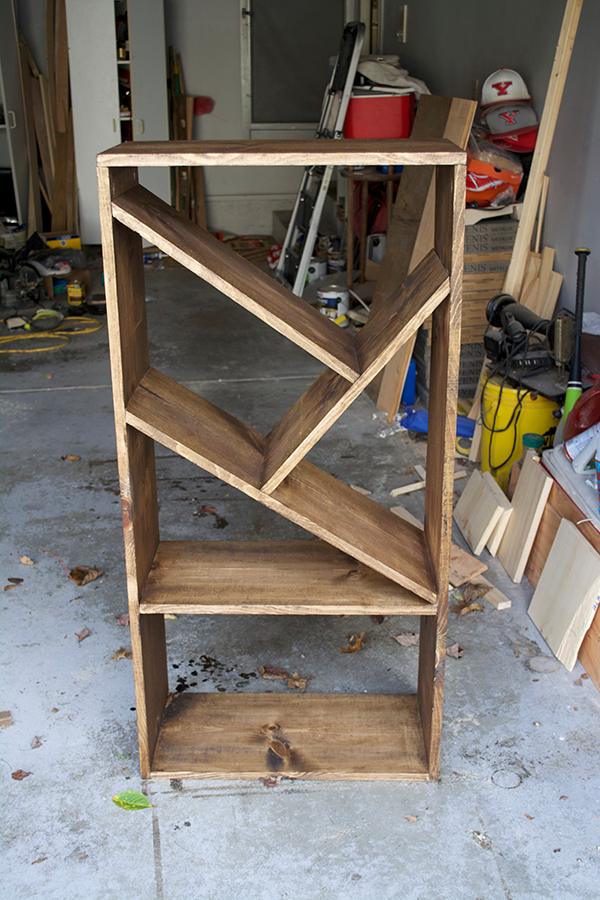 DIY Bookcase with Angled Shelves BREPURPOSED