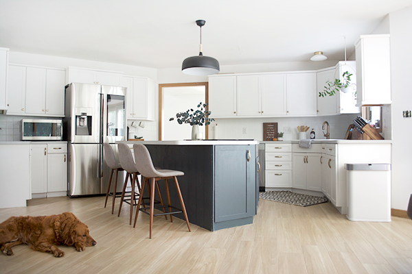 Kitchen renovation with wood look tile