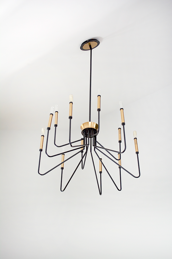 Modern black and brass chandelier