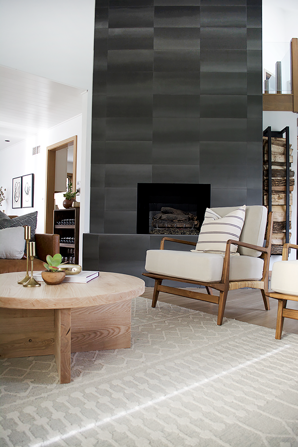 Concrete tile fireplace