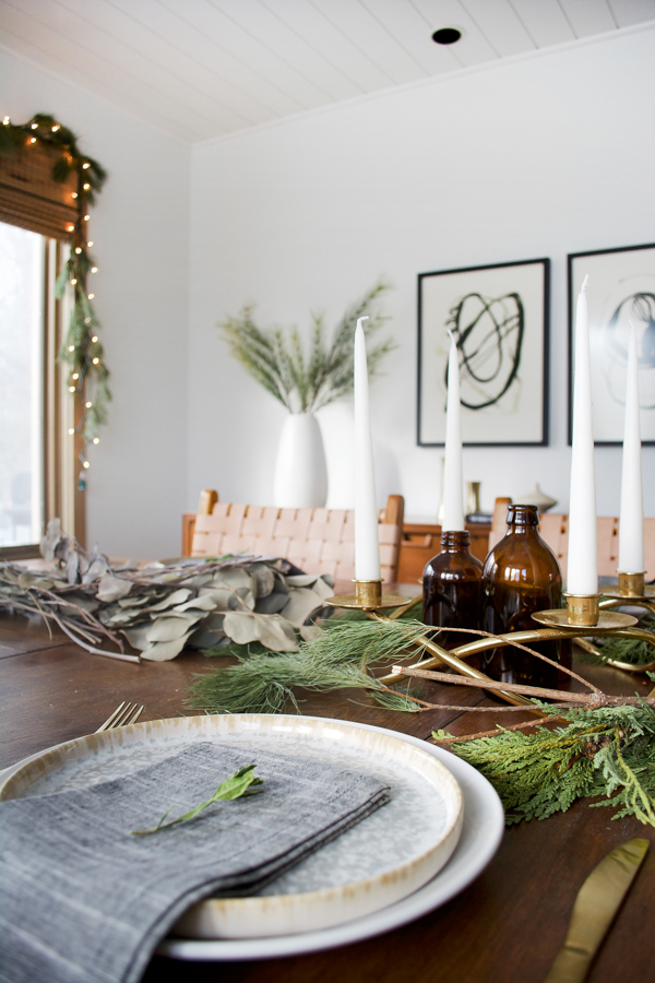 Holiday Tablescape with Eucalyptus