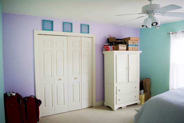 Before photos of a room before a nursery makeover