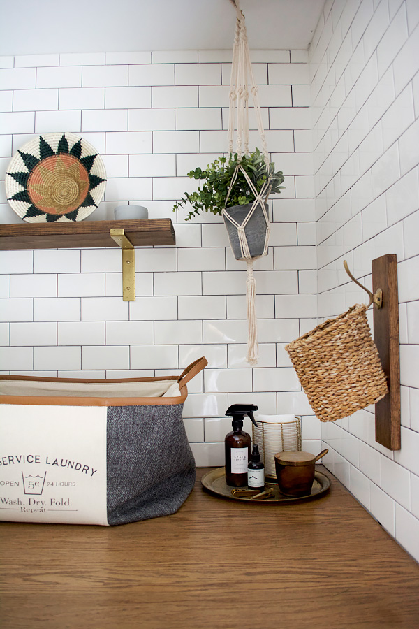 Lint Basket Holder in Laundry Room