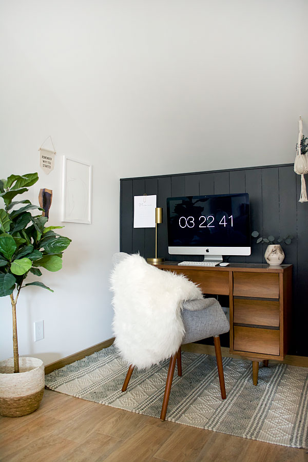 Office Nook with Dark Vertical Shiplap