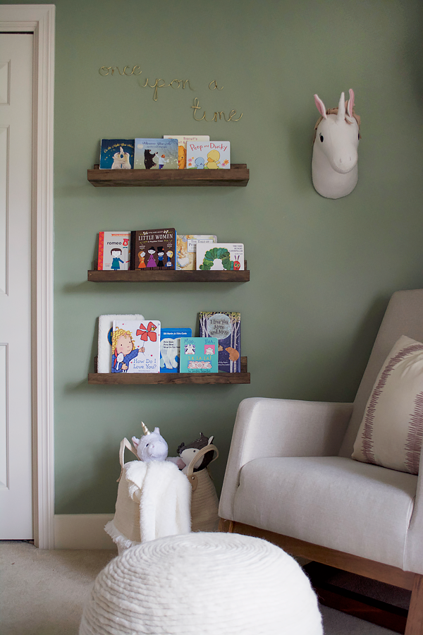 Floating Book Shelf Ledges in a Nursery