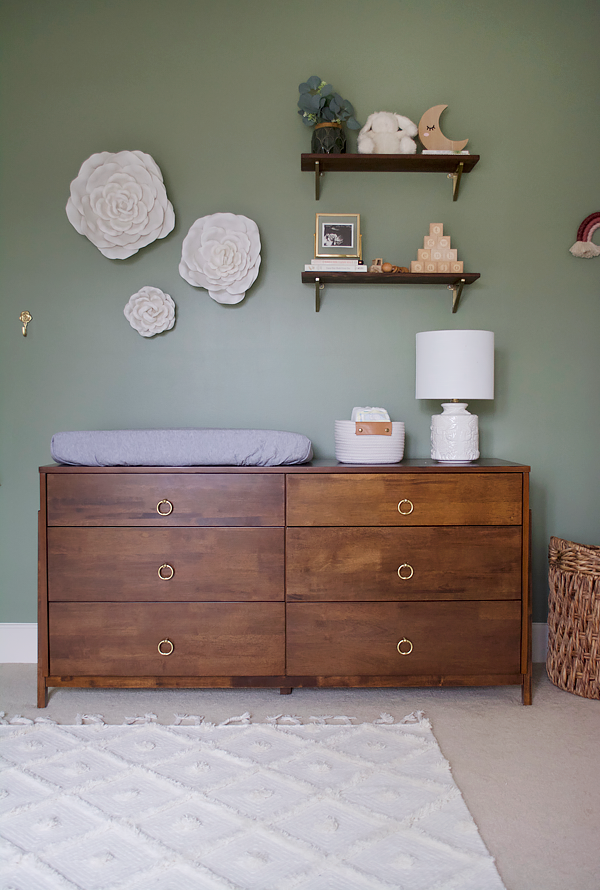 Modern Dresser Changing Table in Girl's Nursery