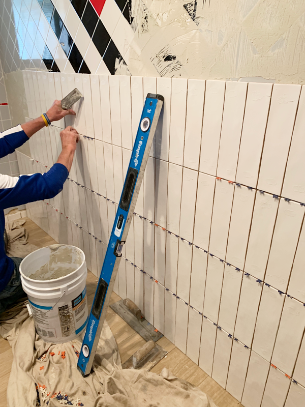 Vertical Stacked White Tile