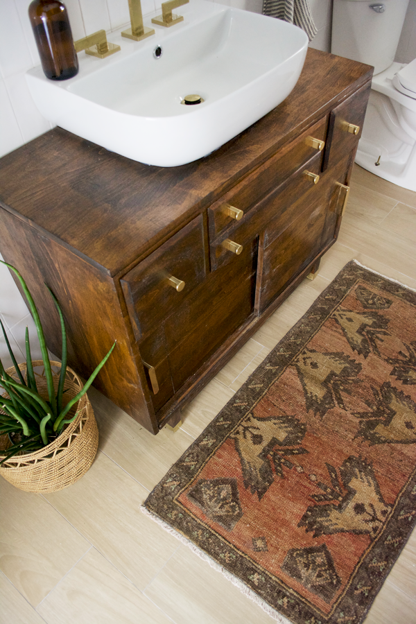 Vintage rug in the bathroom