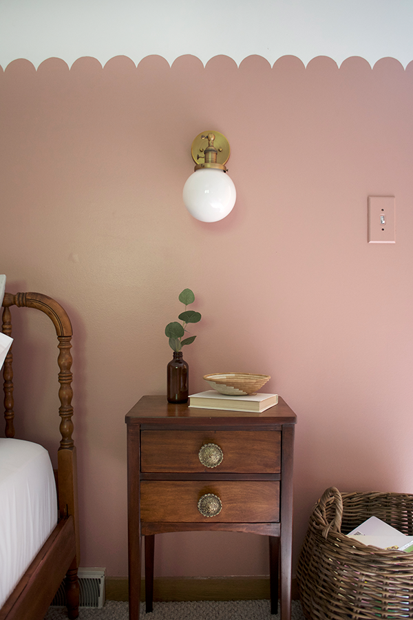 Wooden Vintage Nightstand in Little Girls Room