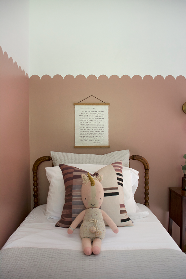 Pink Girls Room with Scalloped Wall Design