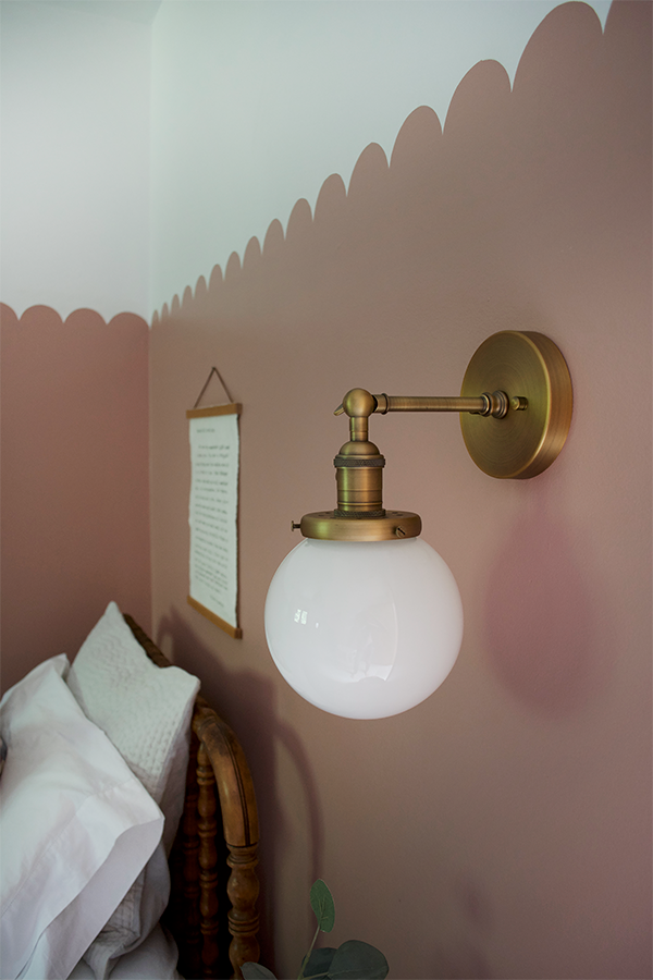 Vintage Globe Sconce above NIghtstand