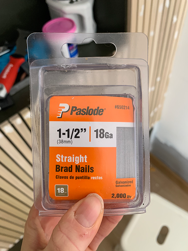Brad Nails for Hanging Wood