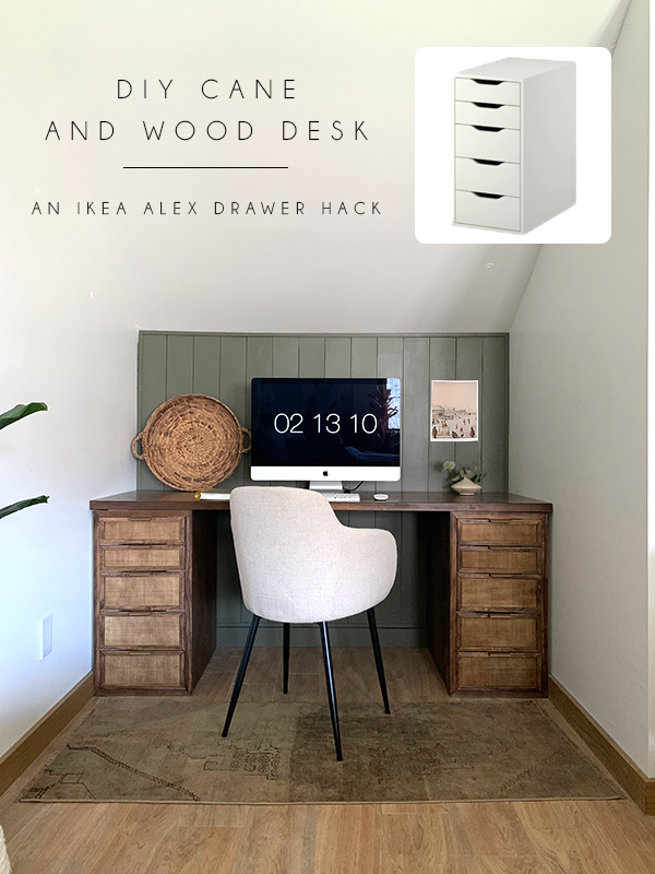 DIY Cane and Wood Desk IKEA Hack makeover