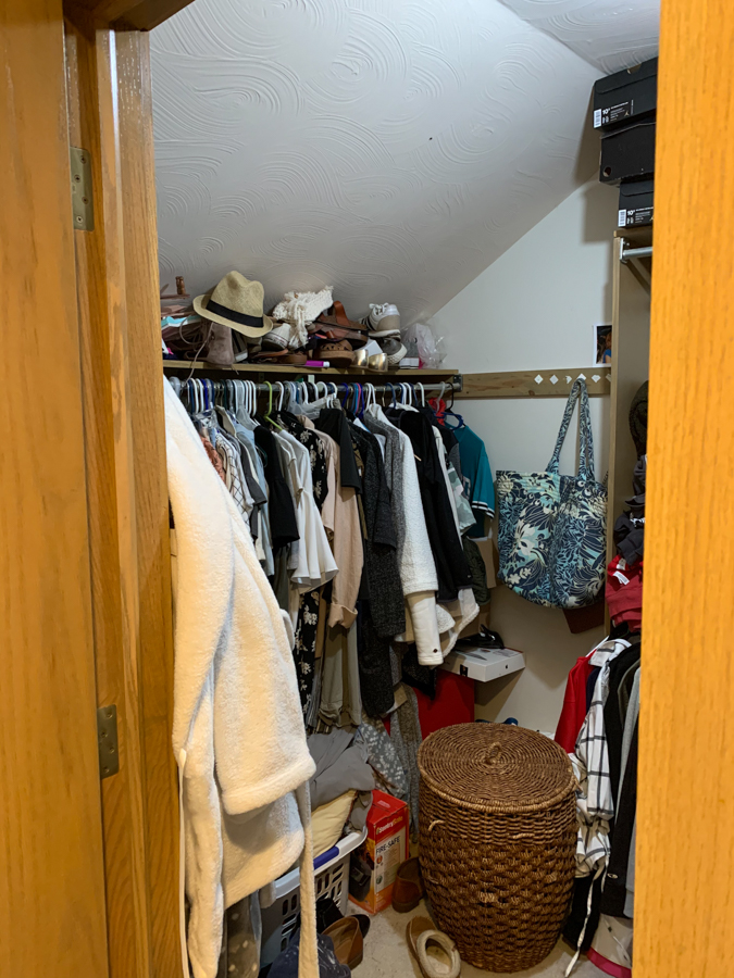 Outdated walk-in closet