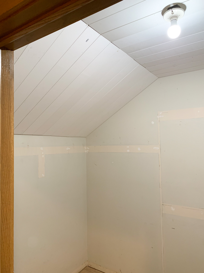 Shiplap Ceiling in Closet