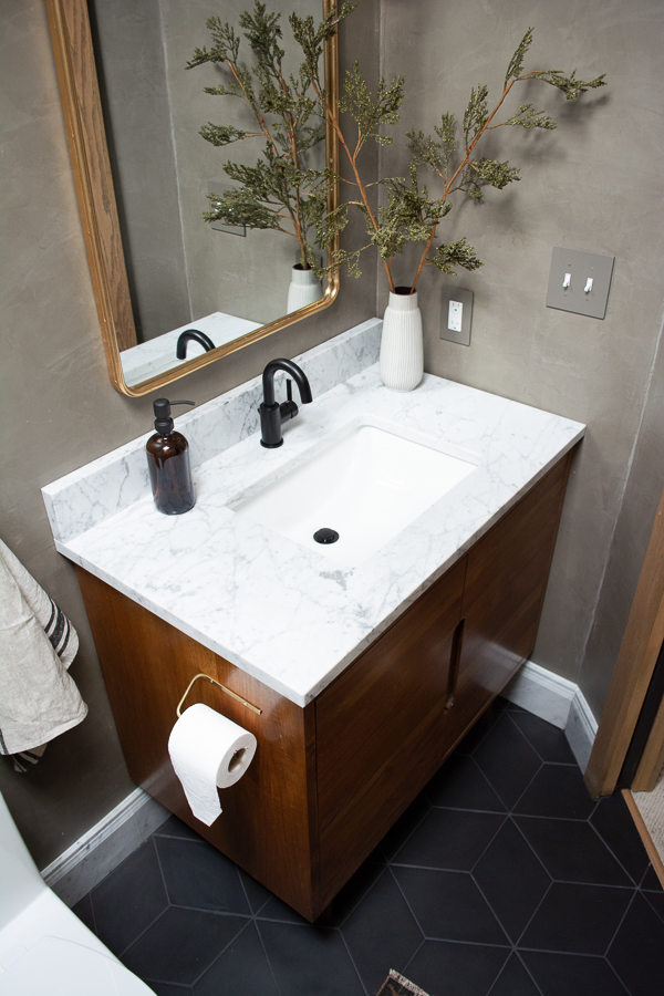 Modern Wood Vanity in Bathroom