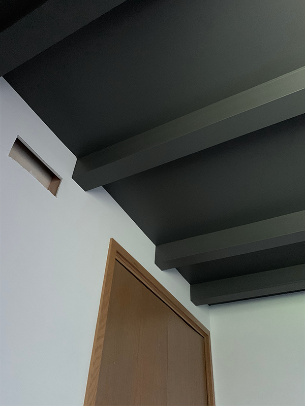 Painted Dark Ceiling with Beams