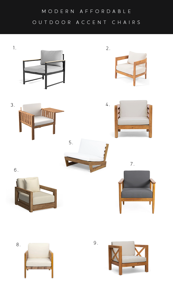 Affordable Modern Outdoor Accent Chairs