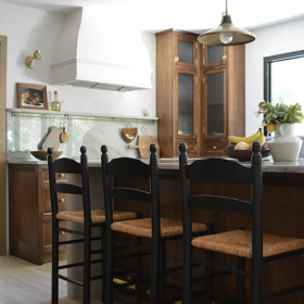 Black and Wicker Counter Stools