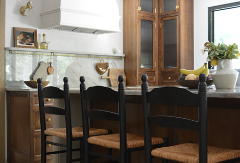 Black and Wicker Counter Stools