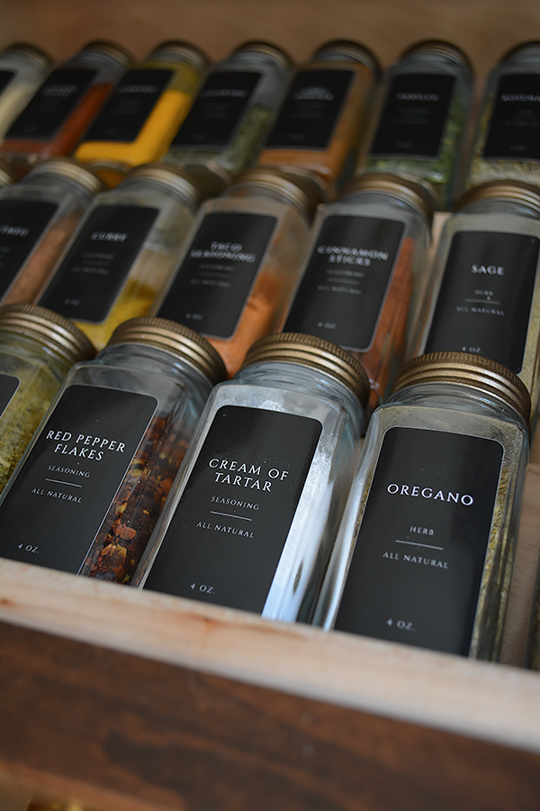 Spice Drawer Organization & Spice Jar Labels