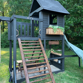 Black Swing Set Makeover