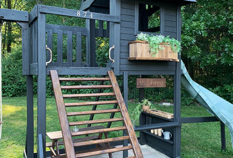 Black Swing Set Makeover