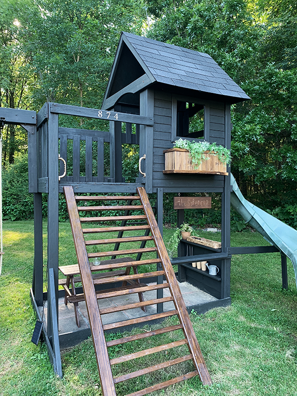 Black Swing Set Makeover