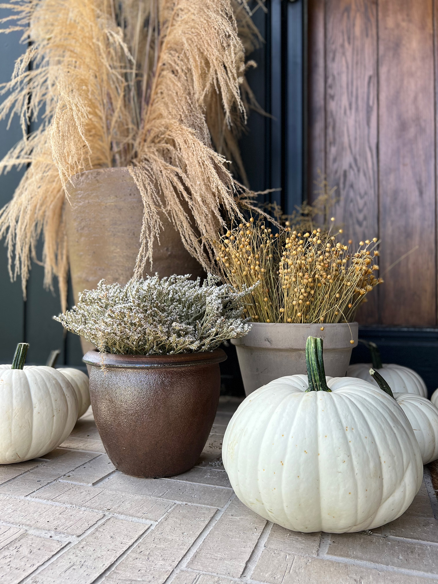 Fall Porch with White Pumpkins