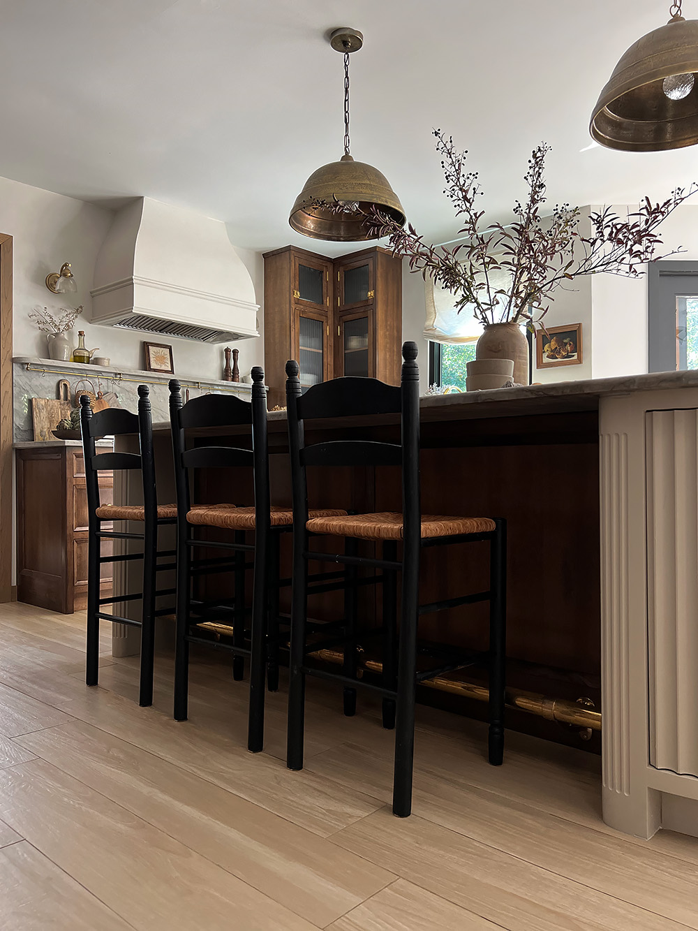 Black and Wicker Counter Stools