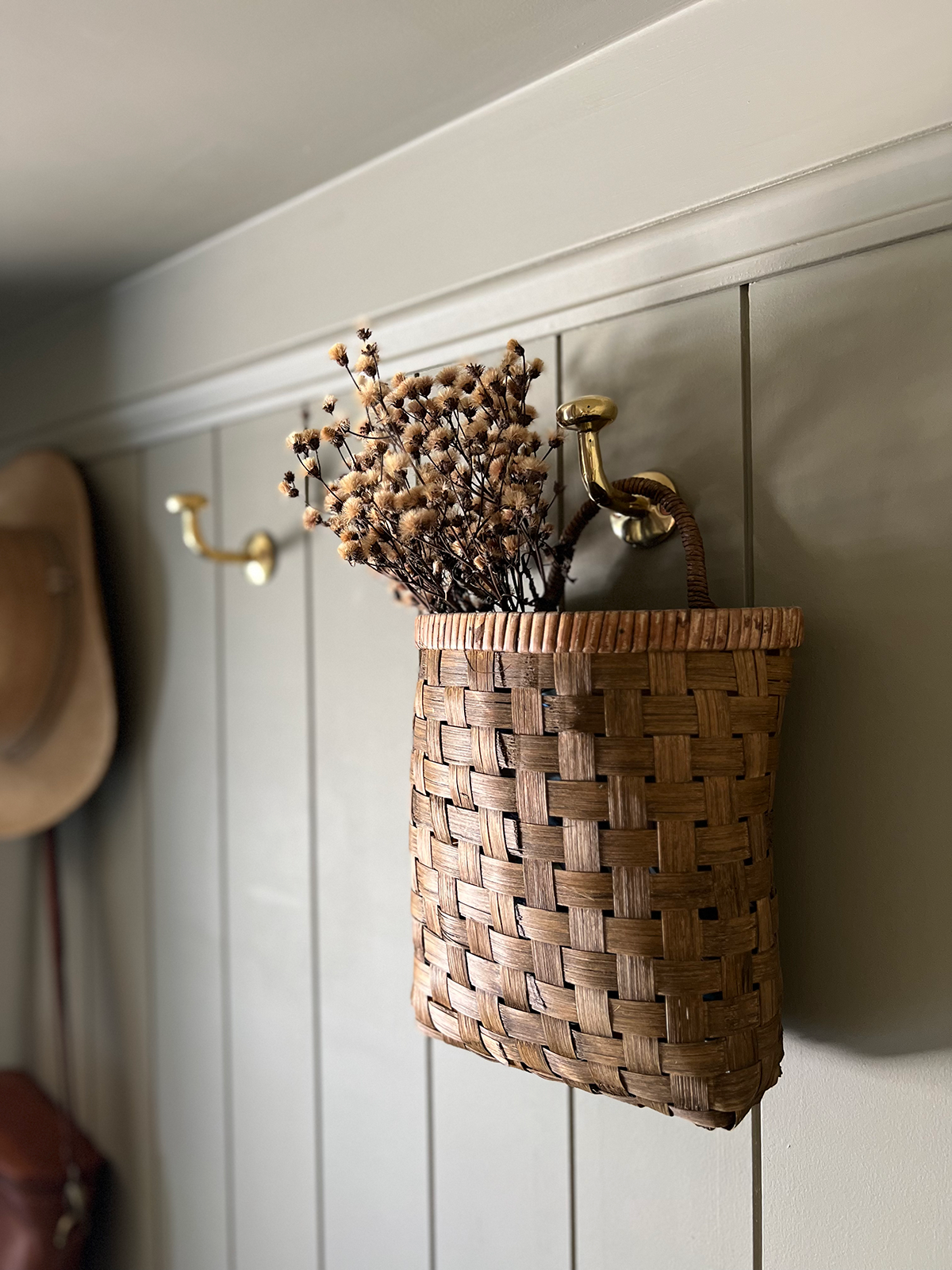 Brass Hooks in Mud Room