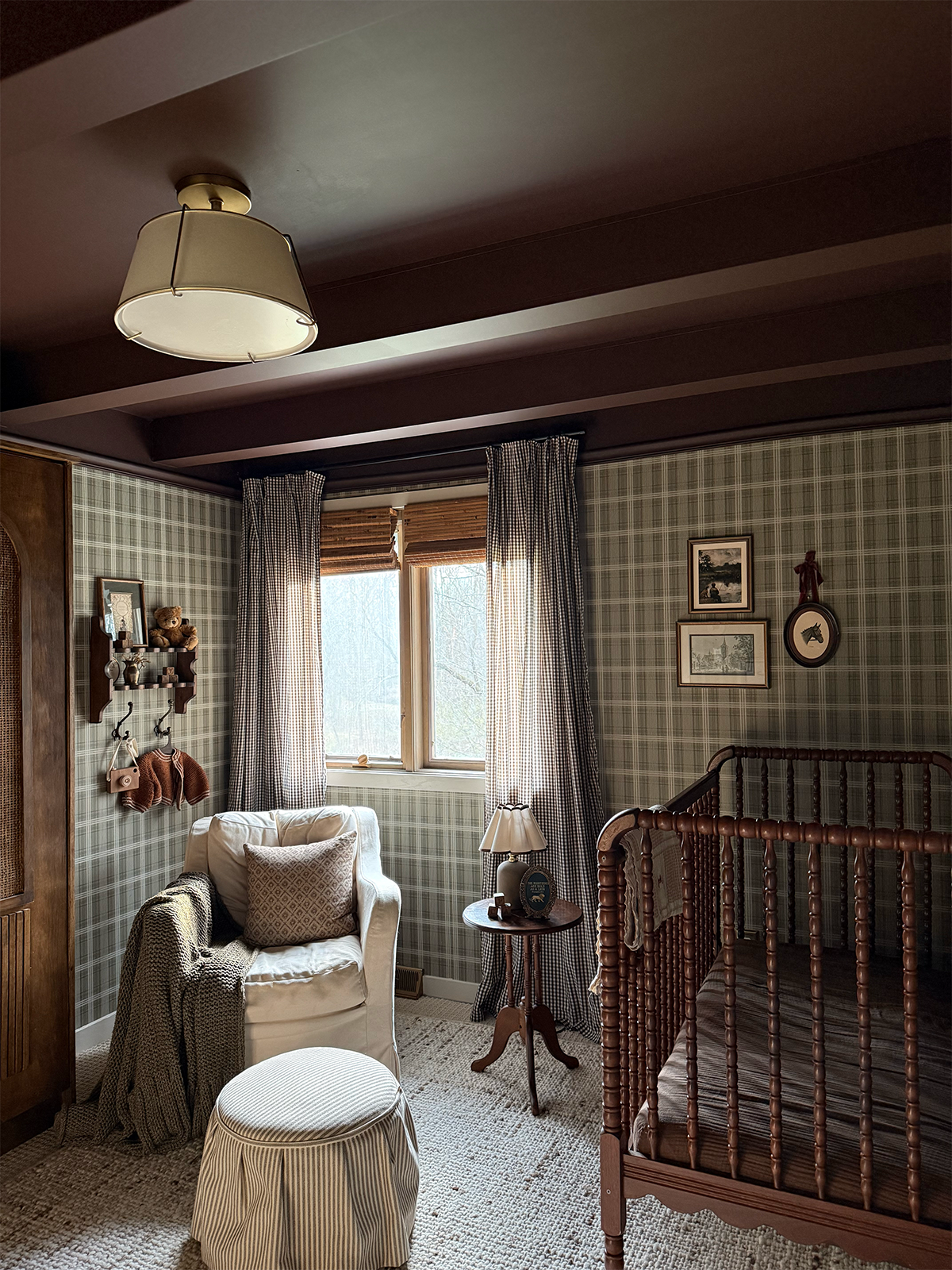 vintage-inspired baby nursery with neutral accents and earthy decor