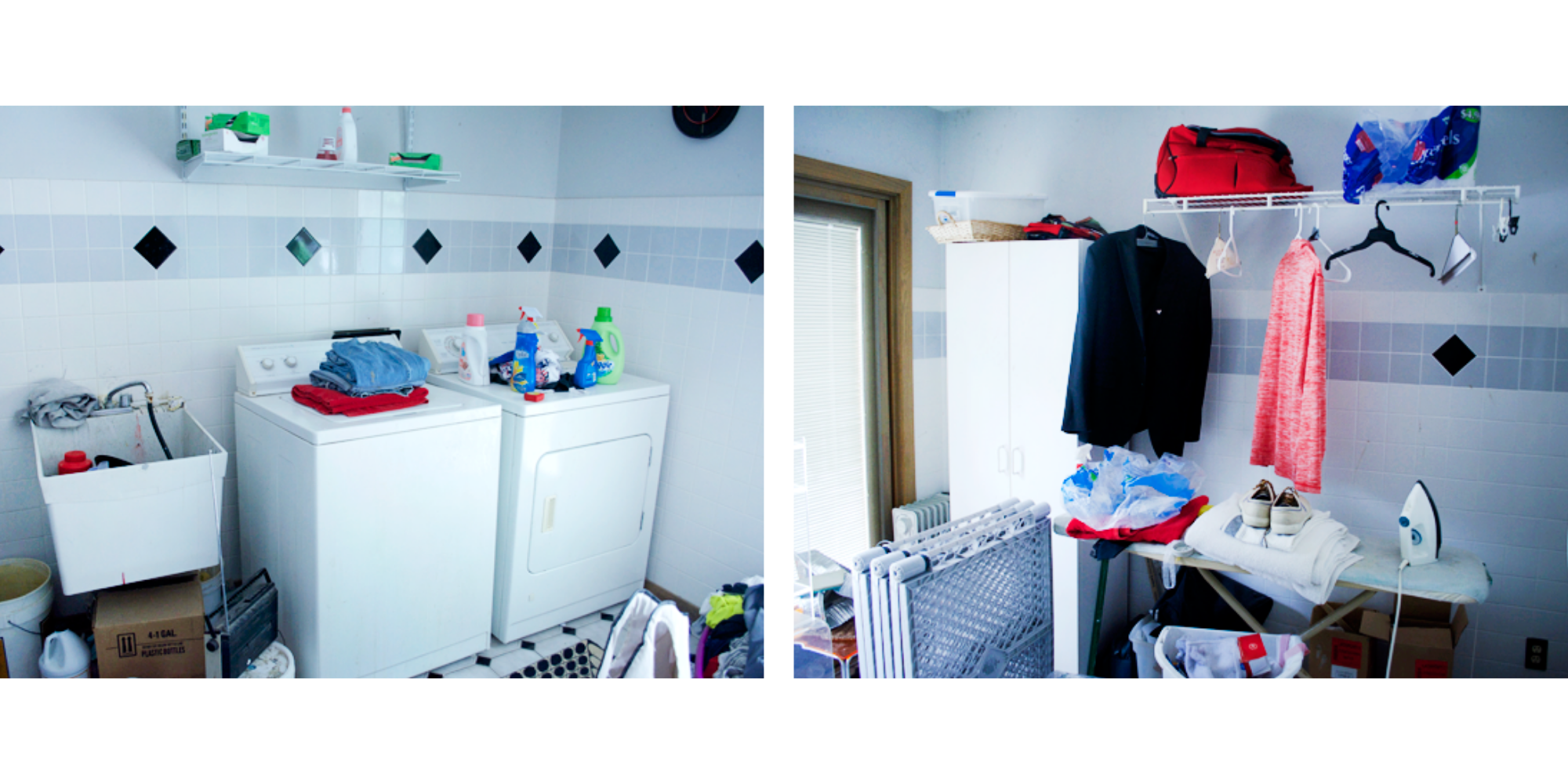 before photos of a laundry room, messy laundry room