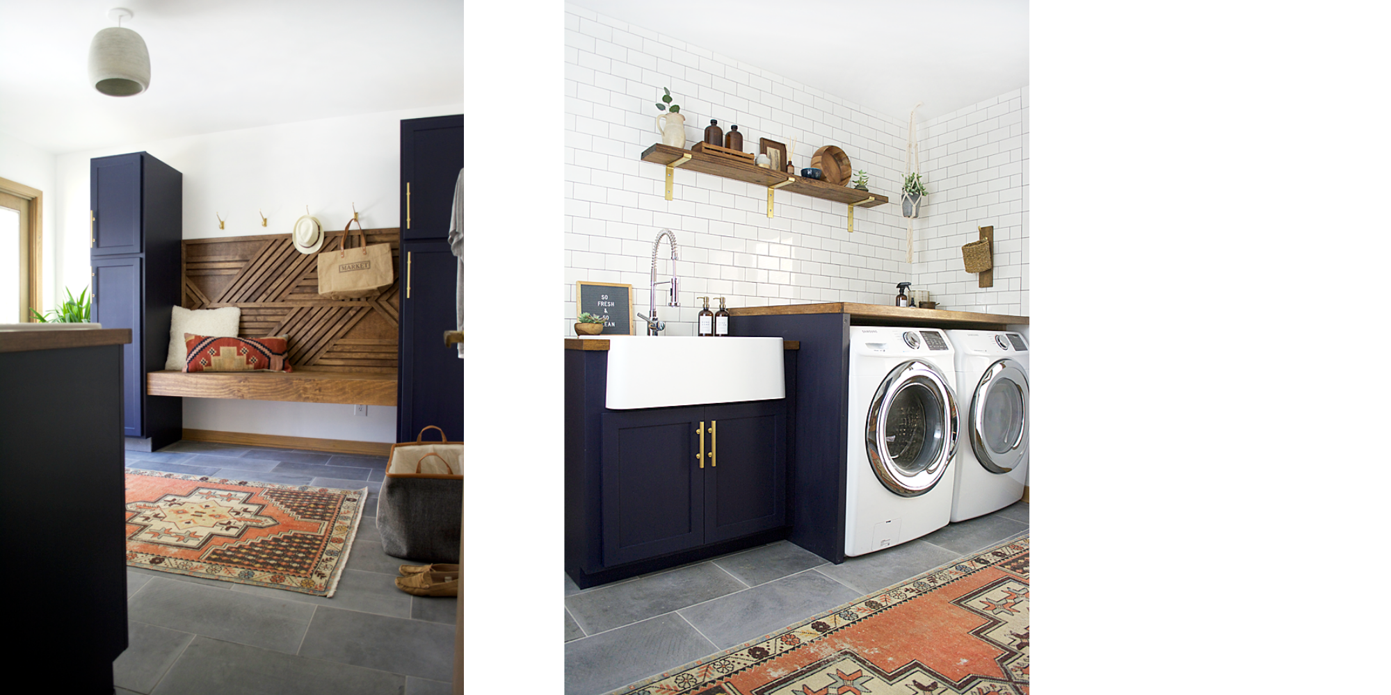 after photos of a laundry room, navy laundry room