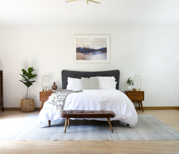 Wood Look Tile in a Modern Boho Bedroom